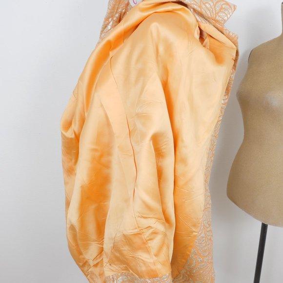 Carlye VINTAGE Orange Gold Metallic Art Deco Brocade 60's Mod Design Button Coat - Picture 16 of 16